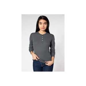 American Apparel Unisex Thermal Henley Gray, Asphalt