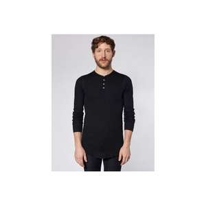 American Apparel Unisex Thermal Henley Black
