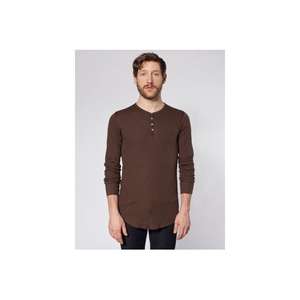 American Apparel Unisex Thermal Henley Brown