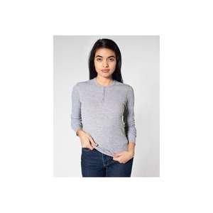 American Apparel Unisex Thermal Henley Gray, Heather