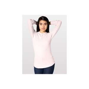 American Apparel Unisex Thermal Henley Pink, Light