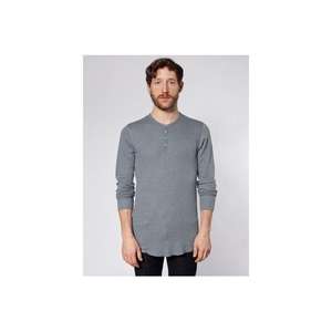 American Apparel Unisex Thermal Henley Blue, Melange Navy
