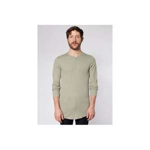 American Apparel Unisex Thermal Henley Olive, Melange
