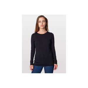 American Apparel Women's Sheer Jersey Long Sleeve T-Shirt - Dark/Color Black