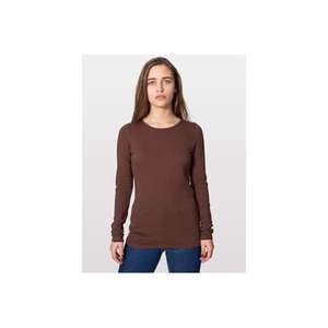 American Apparel Women's Sheer Jersey Long Sleeve T-Shirt - Dark/Color Brown
