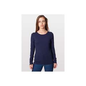 American Apparel Women's Sheer Jersey Long Sleeve T-Shirt - Dark/Color Blue, Navy
