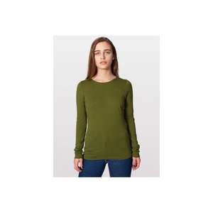 American Apparel Women's Sheer Jersey Long Sleeve T-Shirt - Dark/Color Olive