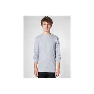 American Apparel Unisex Fine Jersey Long Sleeve T-Shirt - Dark/Color Gray, Heather