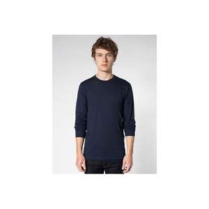 American Apparel Unisex Fine Jersey Long Sleeve T-Shirt - Dark/Color Blue, Navy