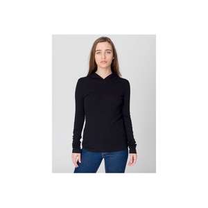 American Apparel Women's Baby Rib Long Sleeve Hoody - Dark/Colors Black