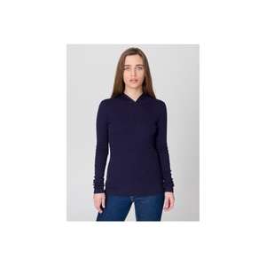 American Apparel Women's Baby Rib Long Sleeve Hoody - Dark/Colors Blue, Navy