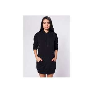 American Apparel Women's California Fleece Raglan Hoody Dress - Dark/Colors Black