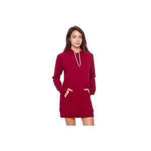 American Apparel Women's California Fleece Raglan Hoody Dress - Dark/Colors Cranberry
