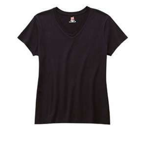 Hanes Ladies' 4.5 oz. Rungspun Cotton nano-T V-Neck T-Shirt - Dark/All 