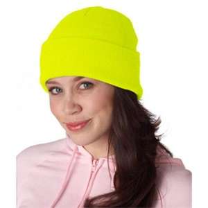 UltraClub Knit Beanie with Cuff Yellow, Safety