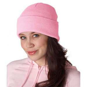 UltraClub Knit Beanie with Cuff Pink