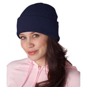 UltraClub Knit Beanie with Cuff Blue, Navy