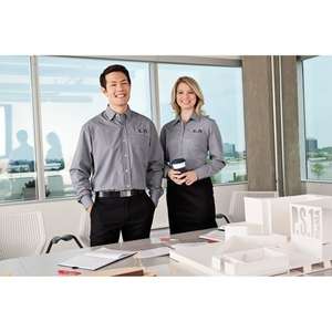 Trimark Hayden Long Sleeve Dress Shirt - Women's Greystorm/White