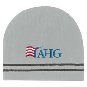 Custom Promotional Ribbed Knit Beanie with Double Stripe