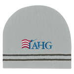 Business Beanies - Ribbed Knit Beanie with Double Stripe