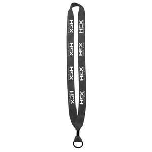3/4" Knitted Cotton Lanyard with Metal Crimp and Metal Split-Ring Black