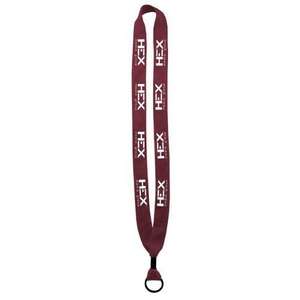 3/4" Knitted Cotton Lanyard with Metal Crimp and Metal Split-Ring Burgundy