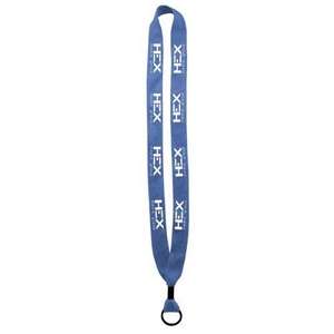 3/4" Knitted Cotton Lanyard with Metal Crimp and Metal Split-Ring Blue, Electric