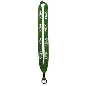 3/4" Knitted Cotton Lanyard with Metal Crimp and Metal Split-Ring Green, Forest
