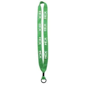 3/4" Knitted Cotton Lanyard with Metal Crimp and Metal Split-Ring Green, Lime