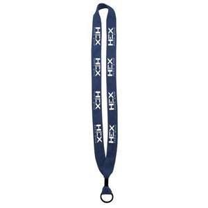 3/4" Knitted Cotton Lanyard with Metal Crimp and Metal Split-Ring Blue, Navy