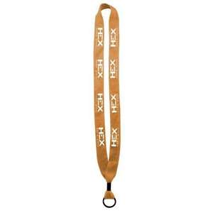 3/4" Knitted Cotton Lanyard with Metal Crimp and Metal Split-Ring Orange