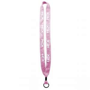 3/4" Knitted Cotton Lanyard with Metal Crimp and Metal Split-Ring Pink