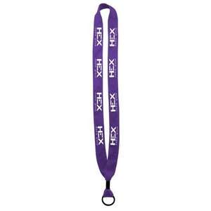 3/4" Knitted Cotton Lanyard with Metal Crimp and Metal Split-Ring Purple