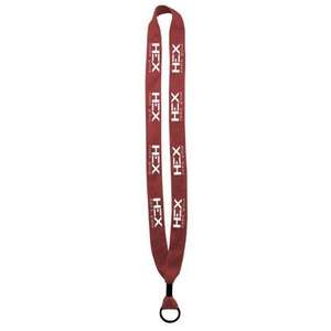 3/4" Knitted Cotton Lanyard with Metal Crimp and Metal Split-Ring Red