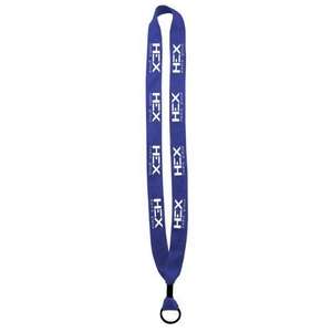 3/4" Knitted Cotton Lanyard with Metal Crimp and Metal Split-Ring Blue, Royal