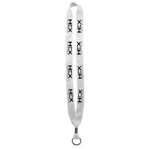 3/4" Knitted Cotton Lanyard with Metal Crimp and Metal Split-Ring White