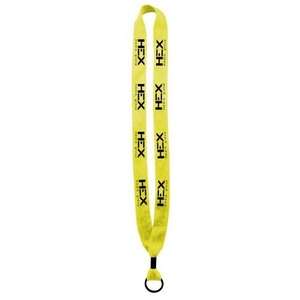 3/4" Knitted Cotton Lanyard with Metal Crimp and Metal Split-Ring Yellow
