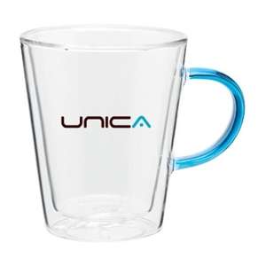 11 oz Double Wall Vista Glass Mug Clear/Aqua