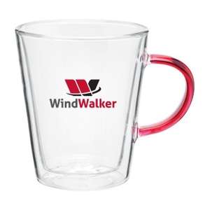 11 oz Double Wall Vista Glass Mug Clear/Red