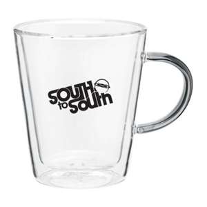 11 oz Double Wall Vista Glass Mug Clear/Graphite