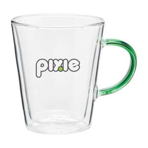 11 oz Double Wall Vista Glass Mug Clear/Green, Apple