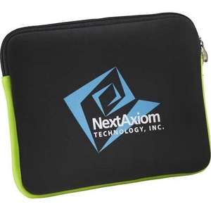 Neoprene Zippered Tablet Sleeve Black/Green, Lime