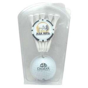 Custom Promotional 1 Ball 5 Tee Clam with Poker Chip Ball Marker