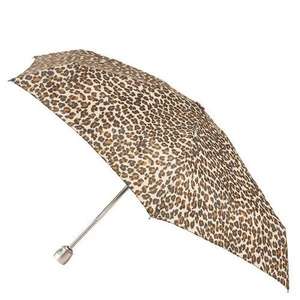 Totes Mini Auto Open/Close Umbrella with Purse Case Leopard