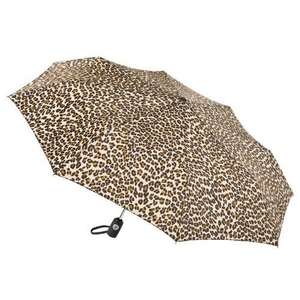 Totes Auto Open/Close Umbrella Leopard