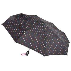 Totes Auto Open/Close Umbrella Black/Polka Dots
