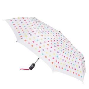 Totes Auto Open/Close Umbrella White/Polka Dots