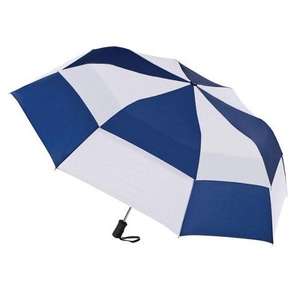 Totes Stormbeater Auto Open Folding Umbrella Blue, Navy/White