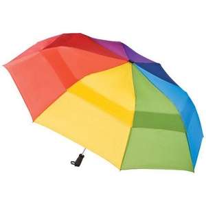 Totes Stormbeater Auto Open Folding Umbrella Rainbow