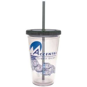 Carnival Cup with Vivid Print - Colored Lid and Straw